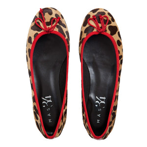 JB BALLERINA LEOPARD COWHIDE PONY HAIR EFFECT AND RED