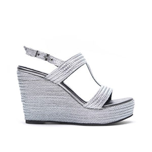 Esther Wedge - Silver is one of Barcemoda’s most sophisticated ladies wedge heels.