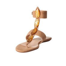 Carla Flat Sandal - Mink Suede Amber Stones is one of Barcemoda’s prettiest ladies flat sandals.
